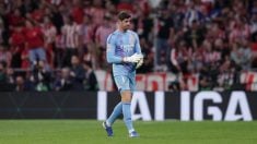 Thibaut Courtois, en el derbi del Metropolitano. (Getty)