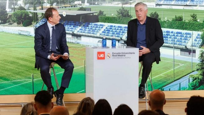 Ancelotti y Butragueño en la apertura del curso académico de la Universidad Europea Real Madrid. (realmadrid.com)