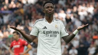 Vinicius celebra un gol en el Bernabéu. (Getty)