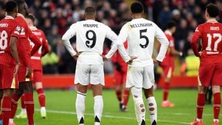 Mbappé y Bellingham en el Liverpool-Real Madrid. (EFE)