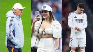 Carlo Ancelotti, Fede Valverde y su mujer. (EP)