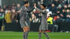 Bellingham y Rodrygo celebran el gol del inglés. (Getty)