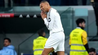 Mbappé celebra su gol contra el Sevilla. (Getty)