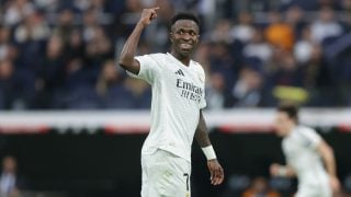 Vinicius celebra un gol con el Real Madrid. (Getty)