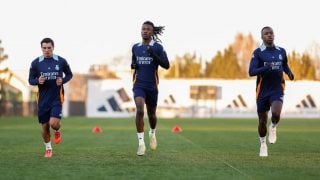 Brahim, Camavinga y Vinicius se entrenan en Valdebebas. (Realmadrid.com)