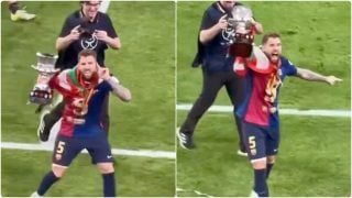 La polémica celebración de Íñigo Martínez al ganar el Barcelona la Supercopa de España.