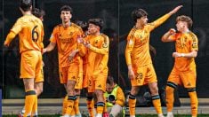 Los jugadores del Castilla celebran un gol. (Real Madrid)