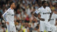 Adebayor junto a Cristiano Ronaldo en el Real Madrid. (GETTY)