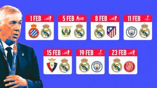 Calendario del Real Madrid durante el mes de febrero.