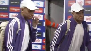 Montaje con la reacción de Mbappé. (Capturas TV)