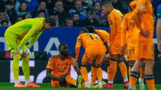 Rüdiger, tras lesionarse ante el Espanyol. (EFE)