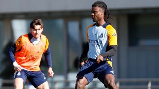 Eduardo Camavinga en el entrenamiento del Real Madrid.