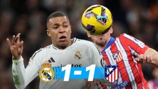 Real Madrid y Atlético empataron a uno en un derbi dominado por los blancos.