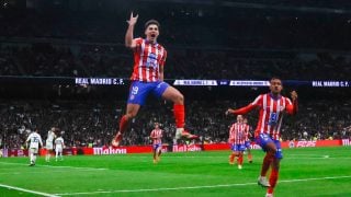 Julián Álvarez celebra su gol ante el Real Madrid. (EFE)