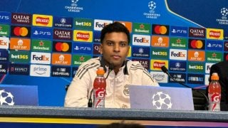 Rodrygo, en rueda prensa.