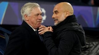 Carlo Ancelotti con Pep Guardiola. (EFE)