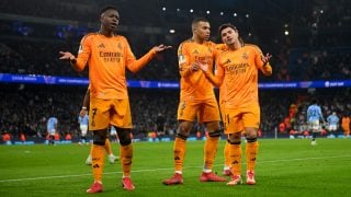 El Real Madrid celebra un gol contra el City. (Getty)