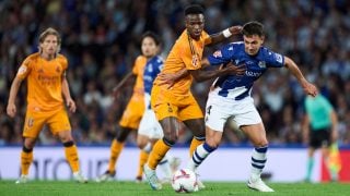 Vinicius y Zubimendi, en el partido de Liga. (Getty)