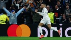 Mbappé celebra el 1-0 en el Real Madrid-Manchester City. (EFE)