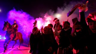 Imagen del Santiago Bernabéu a la llegada del Real Madrid. (Getty)