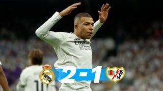 El Real Madrid derrotó 2-1 al Rayo Vallecano con goles de Mbappé y Vinicius en el partido de Liga en el Bernabéu