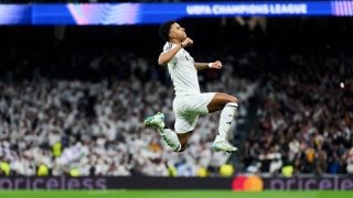 Rodrygo celebra su gol en el derbi de Champions. (Getty)