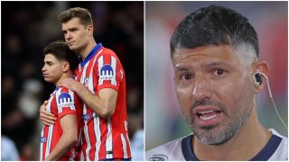 Julián Álvarez y Kun Agüero. (Getty/EFE)