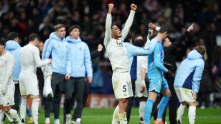 El Real Madrid celebra la victoria contra el Atlético. (Getty)