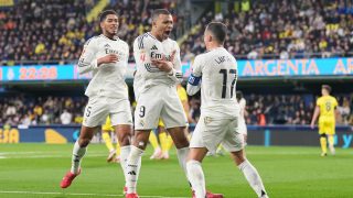 Kylian Mbappé celebra su gol en Villarreal. (Getty)