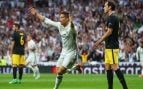 Cristiano Ronaldo celebrando un gol con el Real Madrid ante el Atlético. (Getty Images)