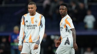 Mbappé y Vinicius, antes de un partido con el Real Madrid. (Getty)