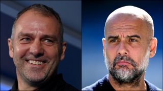 Flick a la izquierda y Guardiola a la derecha. (Getty)