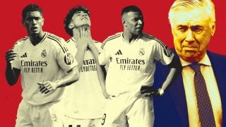Ancelotti y jugadores del Real Madrid.