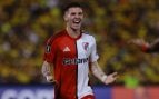 Franco Mastantuono en un partido con River Plate. (GETTY)