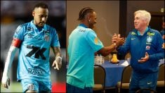 Neymar y Vinicius con Ancelotti. (Getty/CBF)