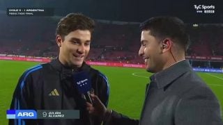 Julián Álvarez hablando sobre Mastantuono. (Captura TyC Sports)