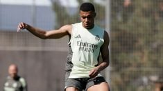 Mbappé en un entrenamiento del Real Madrid.