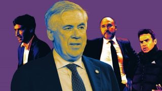 Raúl, Ancelotti, Chus Mateo y Toril.