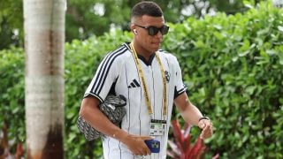 Mbappé, antes de un partido con el Real Madrid en el Mundial de Clubes. (Getty)