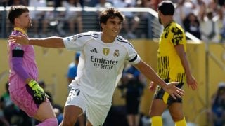 Gonzalo tras marcar un gol con el Madrid. (Realmadrid.com)