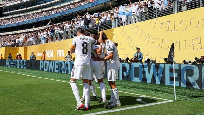 Real Madrid celebrando un gol en el Mundial de Clubes. (Getty Images)