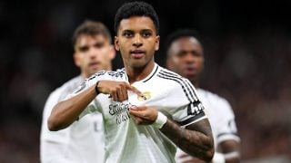 Rodrygo Goes celebra un gol con el Real Madrid en la Champions. (Getty)