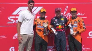 Courtois con Verstappen, Piastri y Norris.