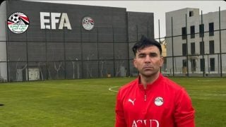 Mohamed Abou el Naga ‘Bonga’, durante la concentración con Egipto. (EFA)