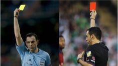 Teixeira Vitienes amonesta durante su etapa arbitral. (EFE)