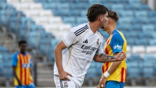 Jorge Cestero celebra el gol al Mestalla. (Real Madrid)