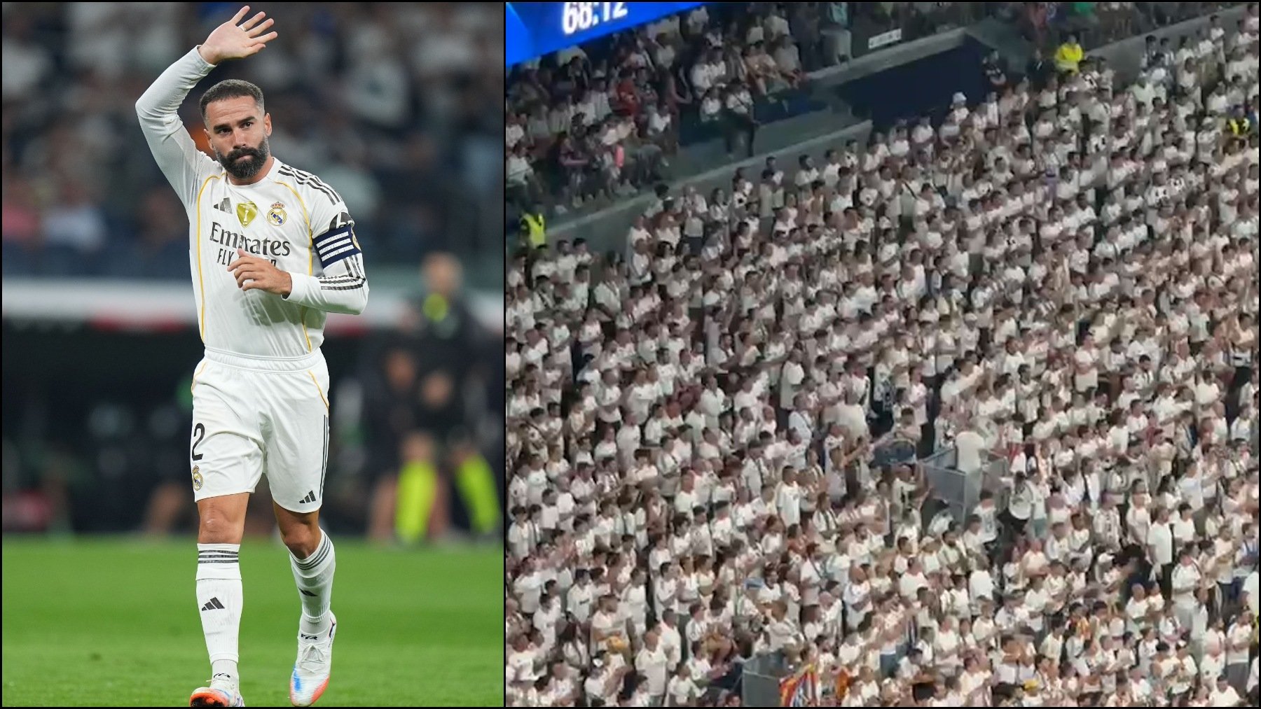 El Bernabéu se puso de pie para recibir a uno de los suyos: «¡Carvajal, Carvajal, Carvajal te quiero!»