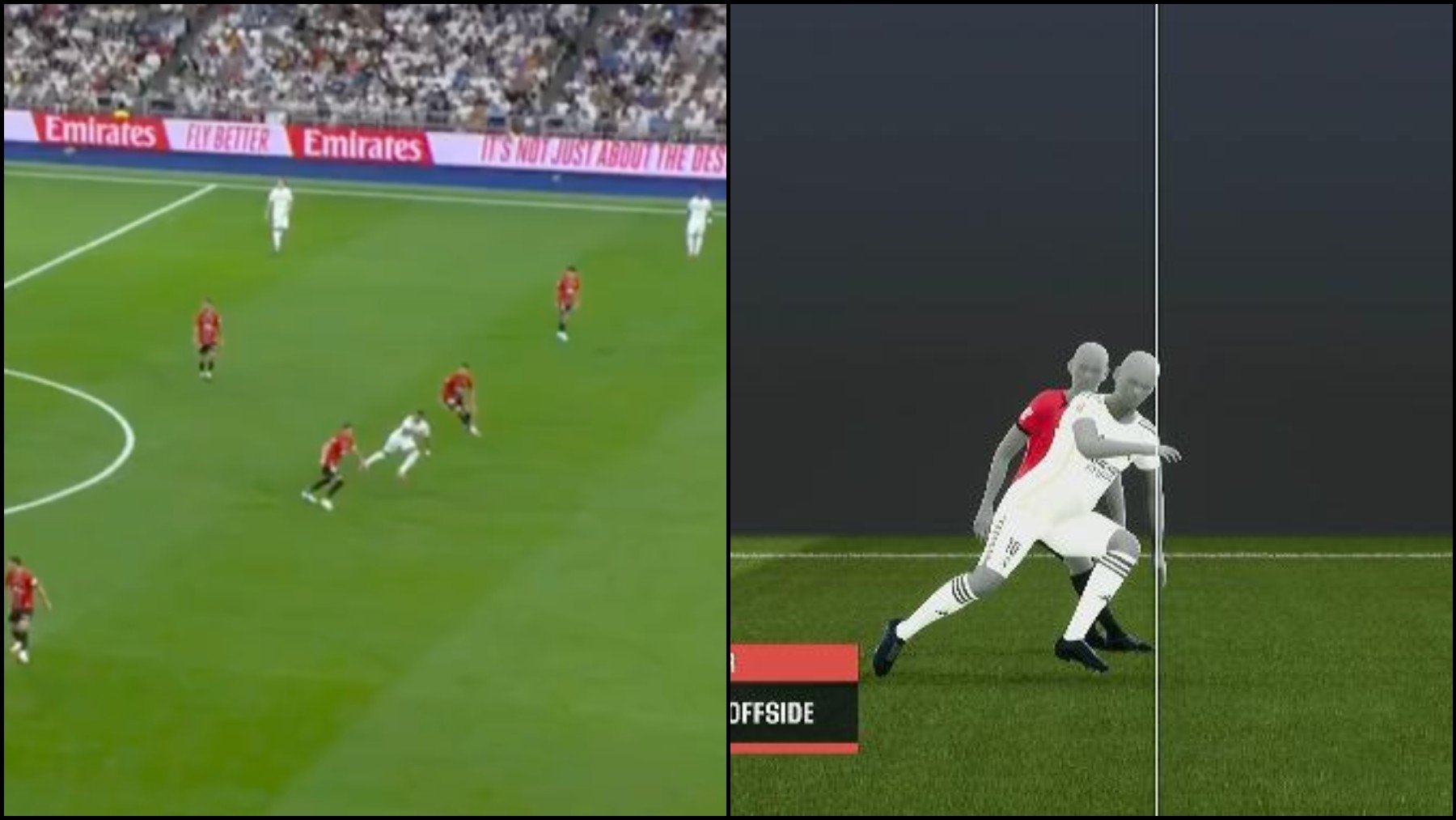 Polémica en el Bernabéu: el VAR le anula un gol a Mbappé por fuera de juego milimétrico