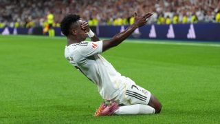 Vinicius celebra un gol con el Real Madrid. (Getty)