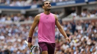 Alcaraz, durante un partido en la final del US Open. (Getty)